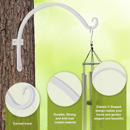 Feed Garden 12-Inch Decorative Hanging Plant Brackets - 2 Pack Wall Hooks for Outdoor Use | White
