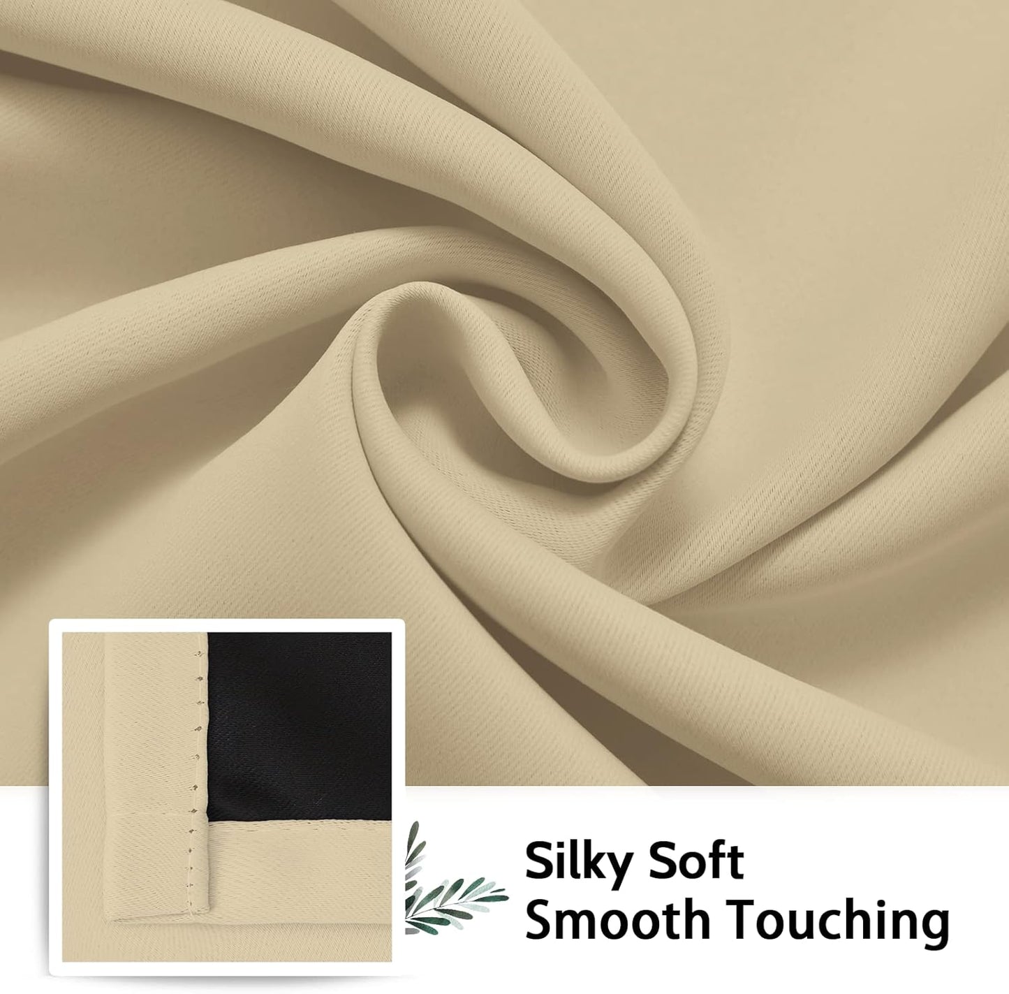 SimpleHome 100% Blackout Curtains - Thermal Insulated Grommet Drapes for Bedroom & Living Room | Beige, 52 x 84 Inch, 2 Panels
