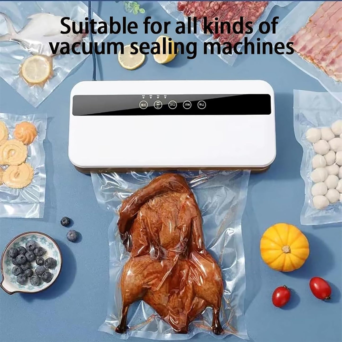 Skiennix Vacuum Sealer Bags - Airtight Food Storage Rolls | 2 Rolls 8"x16' & 2 Rolls 11"x16' | BPA Free, Microwave & Freezer Safe