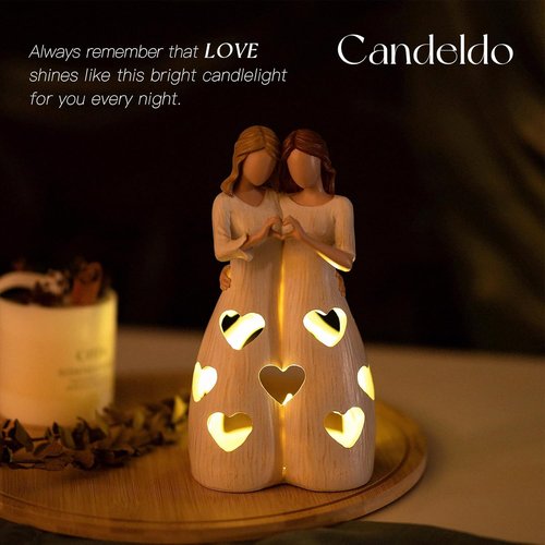 Candeldo Sister Candle Holder Figurine - Unique Birthday Gift for Women | Meaningful Home Decor