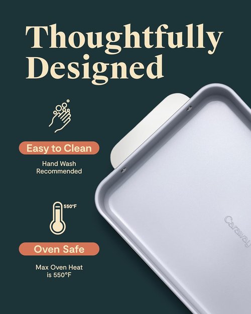 Caraway Non-Stick Ceramic 9”x13” Rectangle Pan Duo - Naturally Slick & Non-Toxic - Ideal for Brownies, Lasagnas & More - White