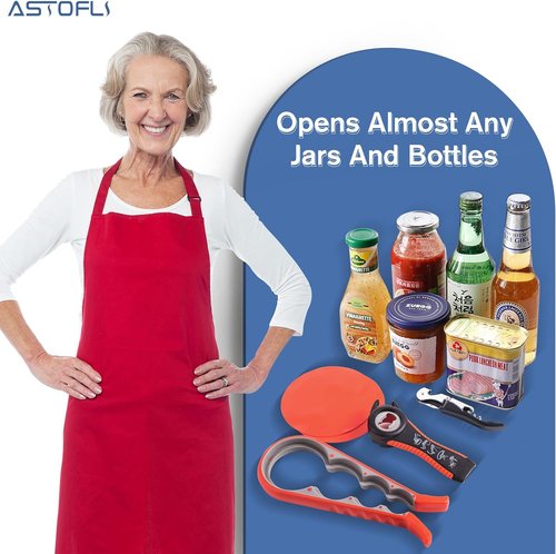 Astofli Jar Opener Set - Easy Twist Lid Openers for Seniors with Arthritis | Includes 2 Rubber Grippers