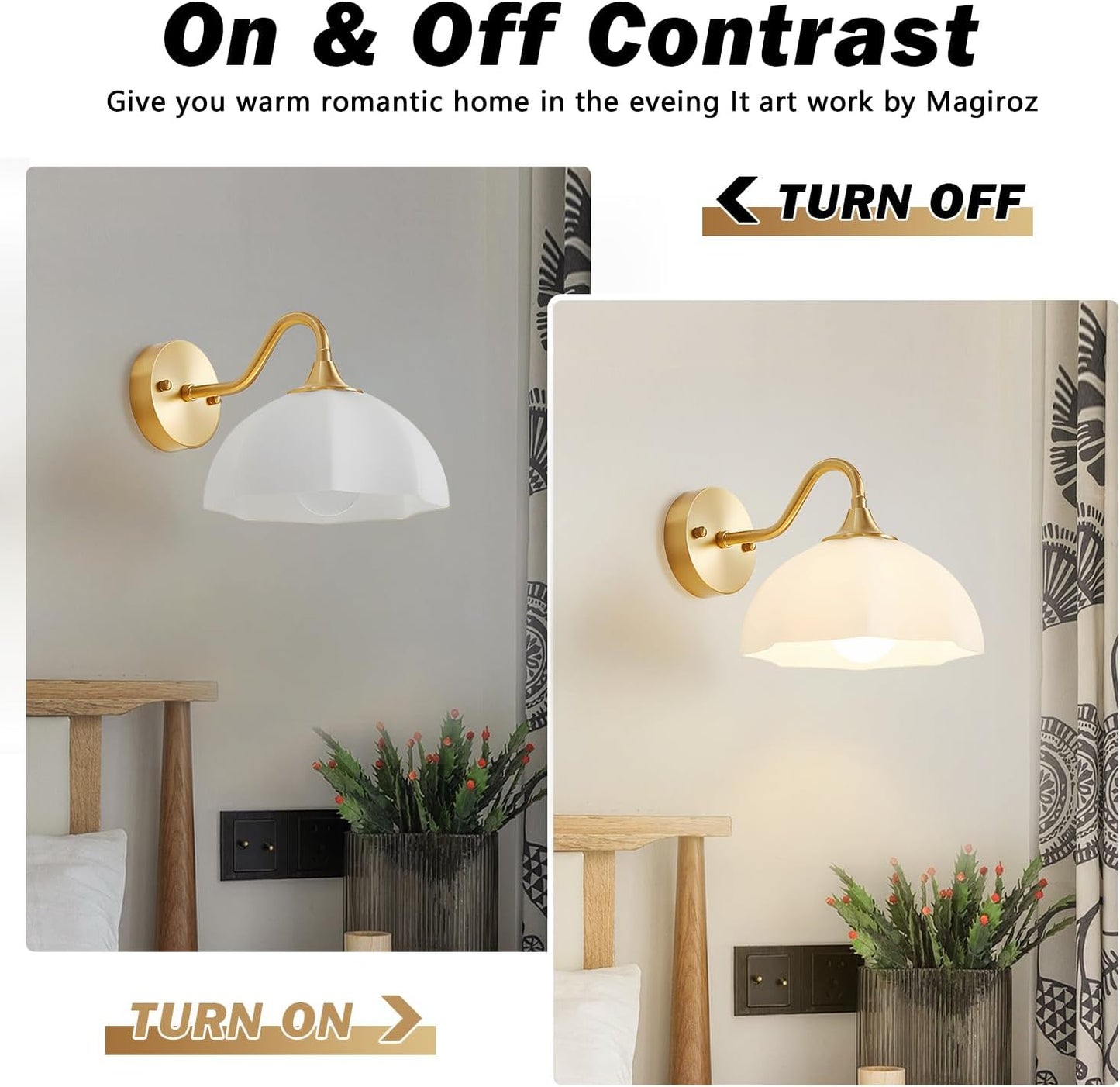 Gold Wall Sconce 1-Light Modern Wall Lighting Fixture Farmhouse Vanity Sconces Lights with Milk White Glass Shade Indoor Wall Sconce Lamp Wall Mount Light Fixture for Bedroom MWL02-1A