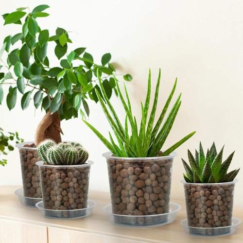 FUIJOL Clear Nursery Pots for Plants - 20 Pack with Drainage Holes | 4, 5, 6 & 7 Inch Sizes