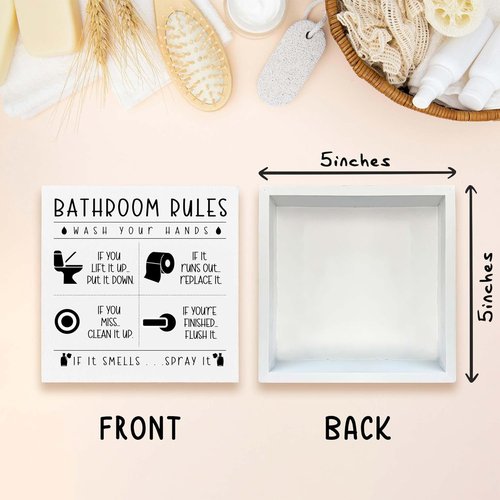 Funny Bathroom Wooden Box Sign - Rustic Farmhouse Decor for Restroom | Perfect Gift for Holidays