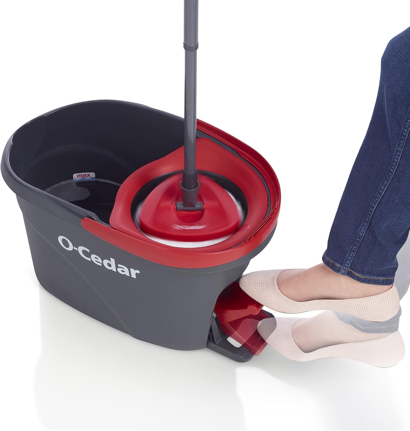 O-Cedar EasyWring Microfiber Spin Mop System - Includes 2 Extra Refills | Red and Gray