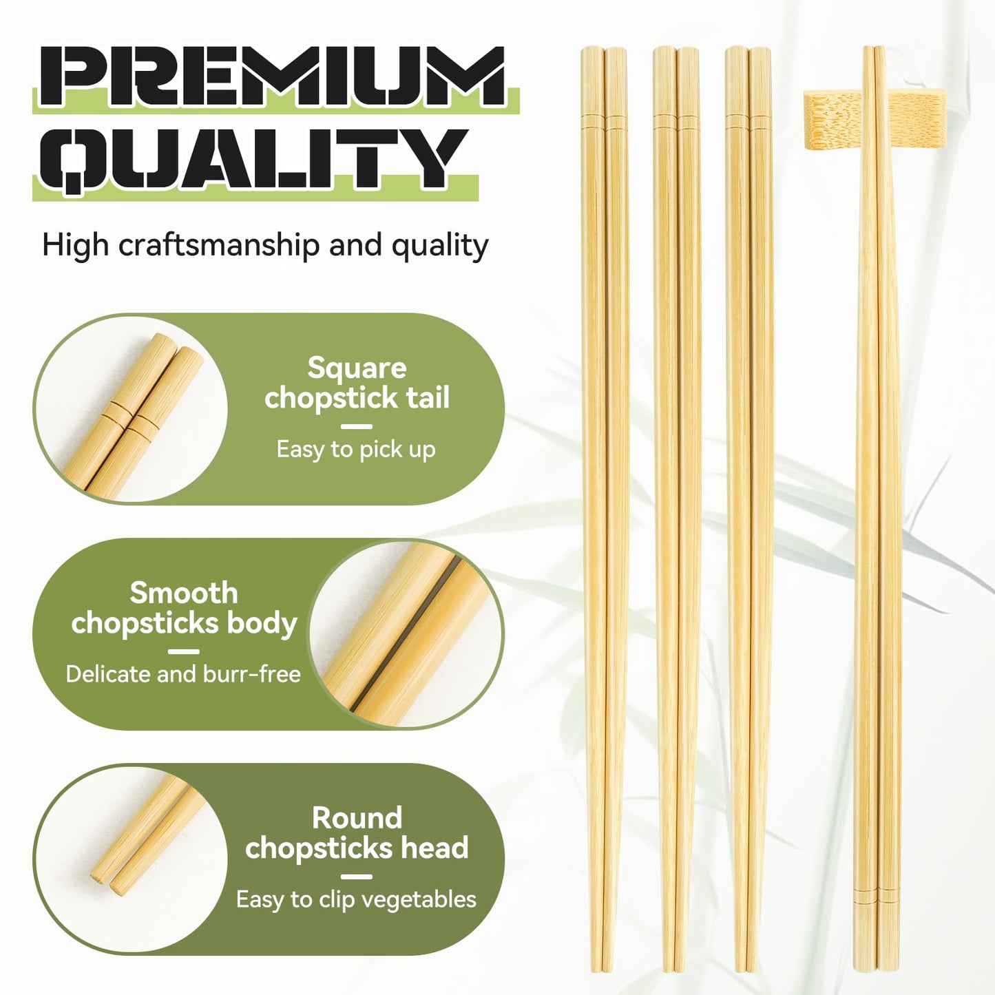 12 Inch X 3 Pairs Chopsticks,Reusable,Extra Long Simplea and Minimalistic Design,More Size Choices 7"/9.5"/12"