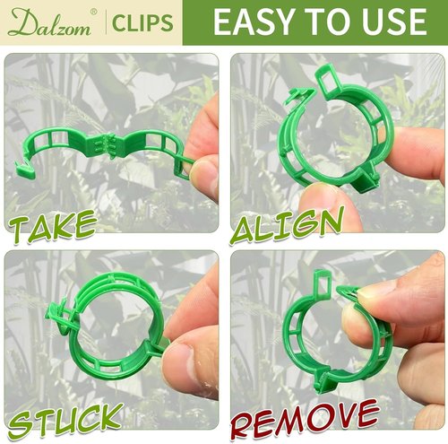Dalzom® Tomato Clips - 300 Pcs Plastic Trellis Support for Healthy Vegetable Growth | Green