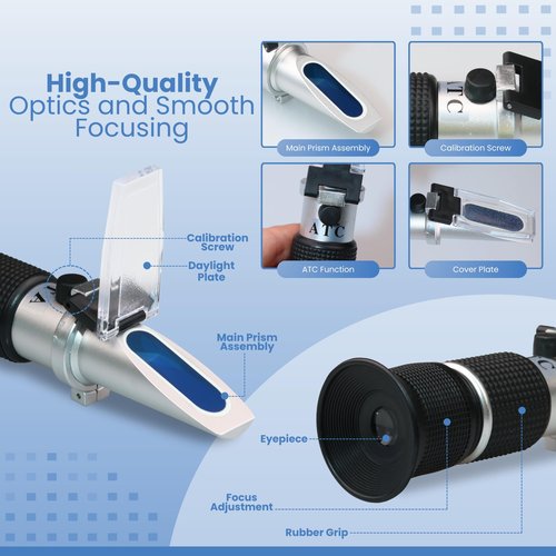 0-90% Brix Refractometer with ATC - Accurate Sugar Content Measurement for Honey, Fruit, Maple Syrup and Beverages - Ideal for Homebrewing, Labs & More