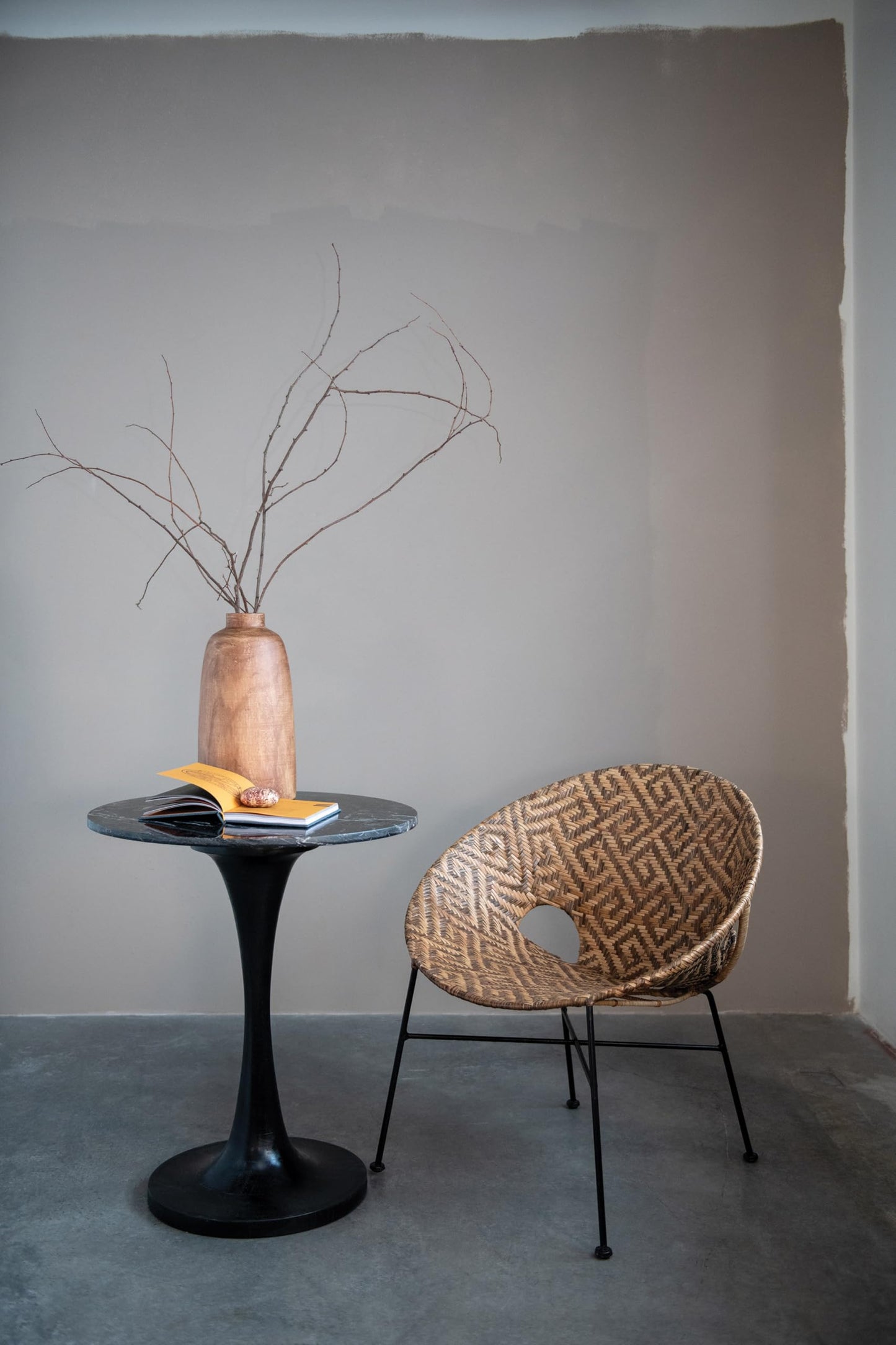 Creative Co-Op Paulownia Wood Vase, Brown