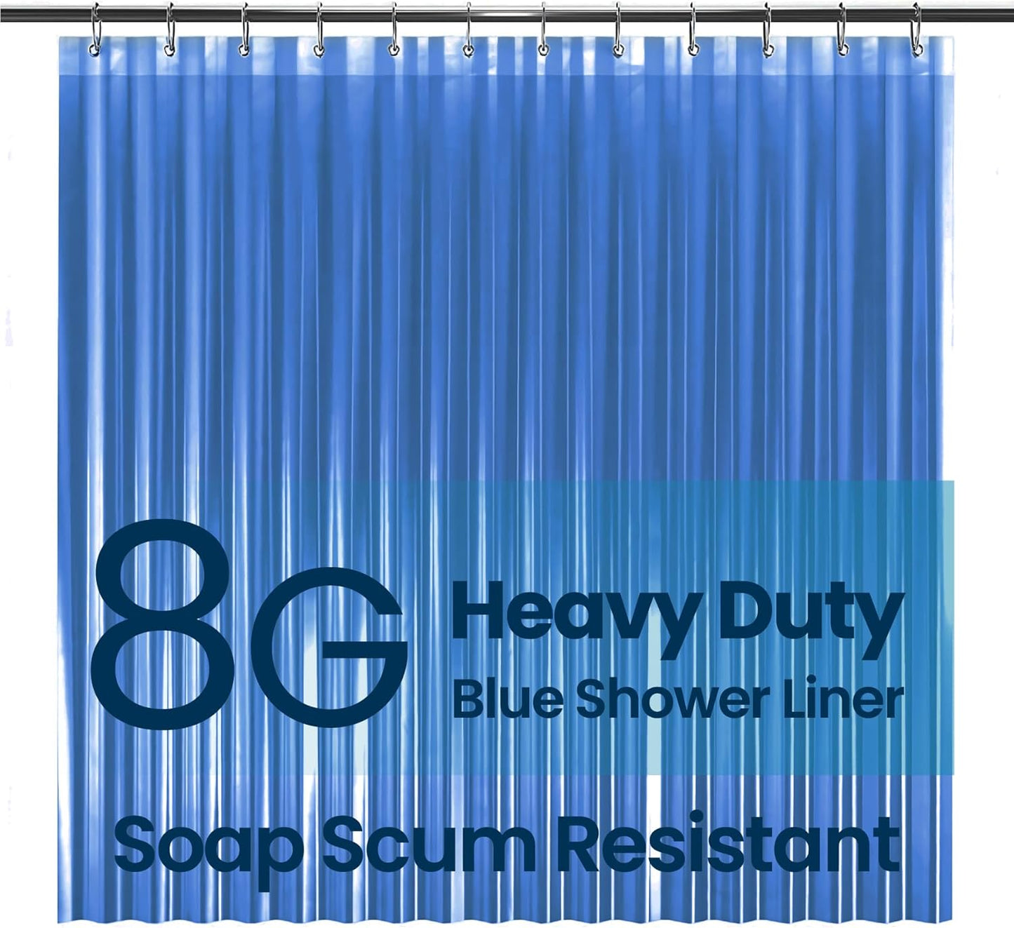 LiBa Premium PEVA Shower Curtain Liner - Non-Toxic Waterproof Design with Rust-Proof Grommets | 72x72 Inches, Blue Clear