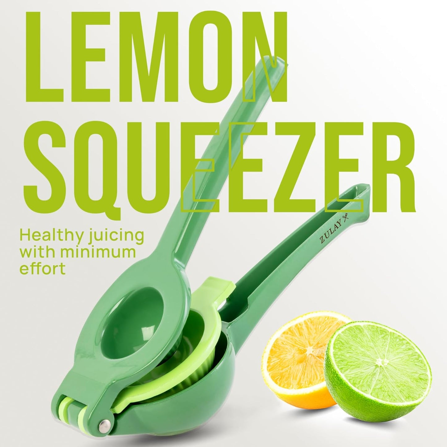 Zulay Kitchen 2-in-1 Lemon Squeezer - Sturdy Hand Juicer for Maximum Juice Extraction - Green