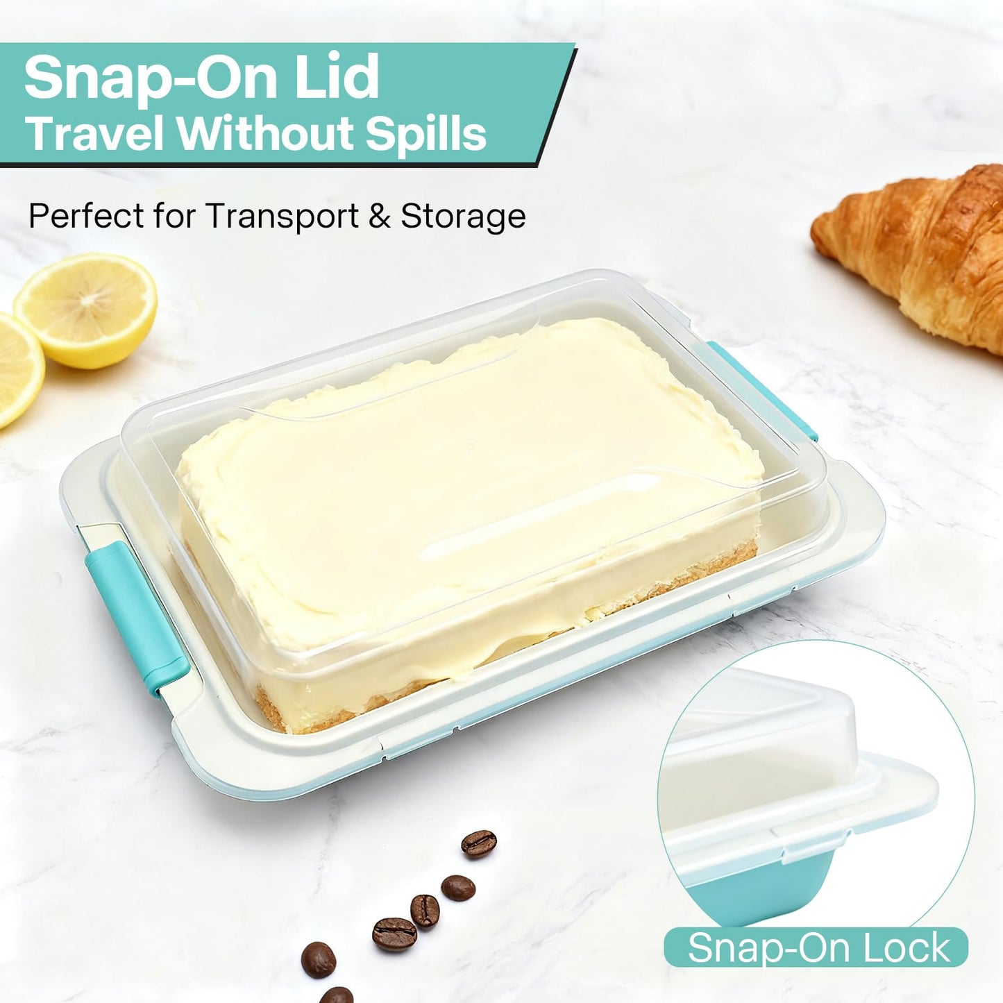 Spmarkt 13x9 Inch Baking Pan with Lid, Heavy-Duty Nonstick Aluminized Steel Baking Pan with Silicone Grip Handles, Bake Cover & Carry Pan for Brownies, Lasagna, Casseroles, Roasting & Potlucks