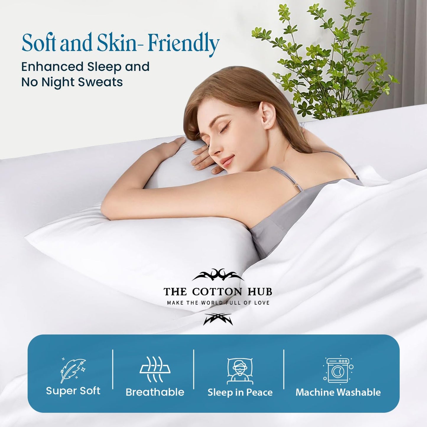 Standard/Queen (21"x32") Size Set of 2 Pillow Cases 600 Series Peruvian Pima Cotton Pillow Cases, Fits Standard & Queen Size Pillows (Solid, White)
