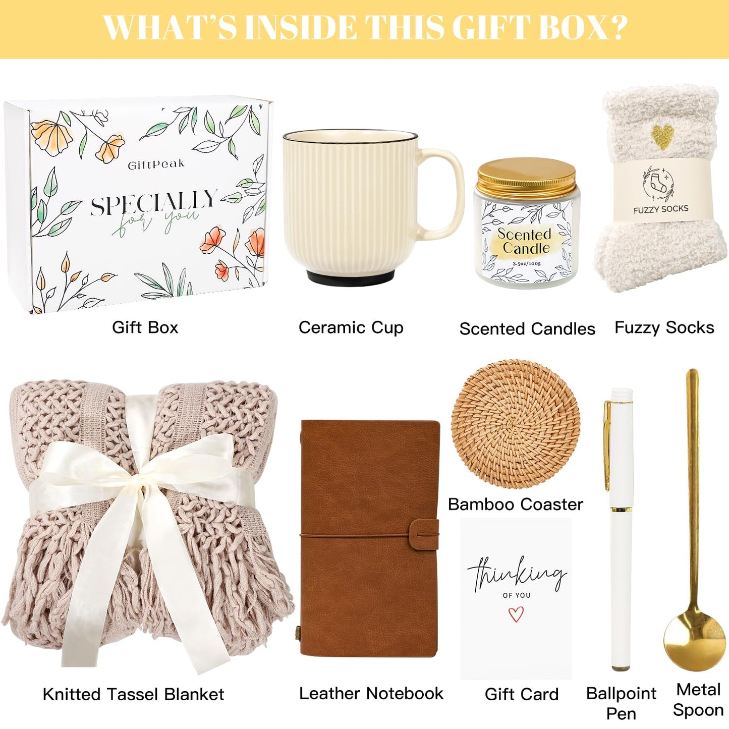 Gifts for Women, Get Well Soon Gifts for Women, Sympathy Gift Baskets, Thinking of You Care Package for Women, Self Care Gifts for Women, After Surgery Feel Better Gifts Blanket (Khaki)