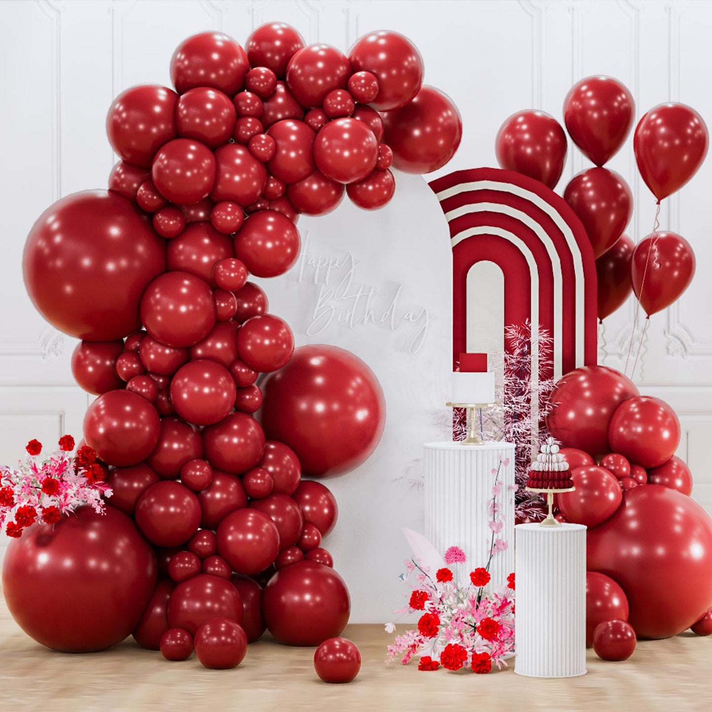 PartyWoo Burgundy Balloons 155 pcs Different Sizes of 18 12 10 5 Inch Dark Chestnut Red Maroon Balloon Arch Kit Garland for Birthday Graduation Anniversary Cherry Casino Party Decorations Red-Y62