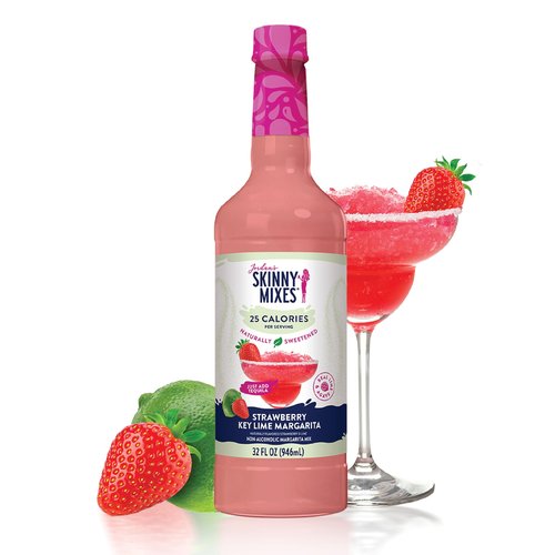 Jordan's Skinny Mixes Syrups Sugar Free Syrup, Naturally Sweetened Strawberry Key Lime Margarita Mix, 32 oz, Low Calorie Flavoring, Protein Shake, Cocktail & More, Gluten Free, Keto Friendly
