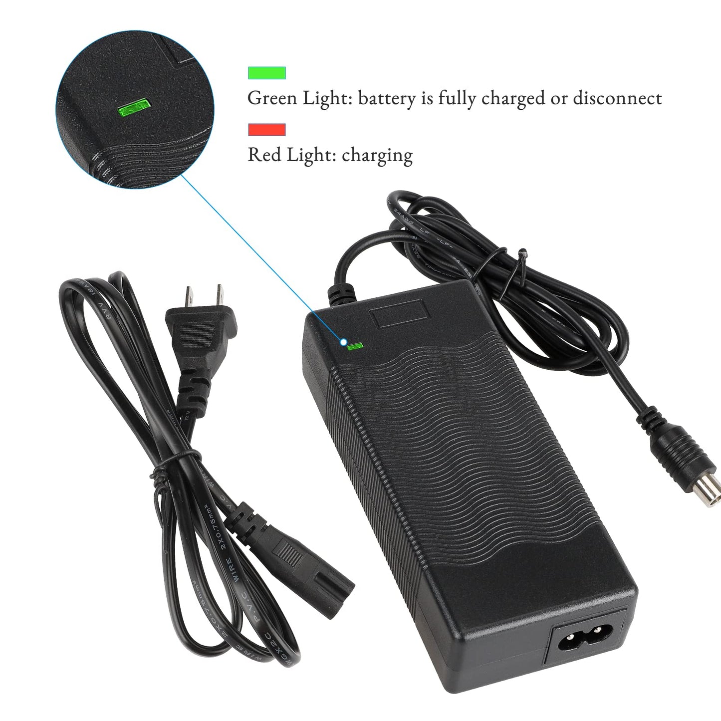 LUCK4U Electric Scooter Charger 42V 2A Power Adapter for Xiaomi and Segway Ninebot Multiple Security Protection Universal Lithium Battery Power Supply - US Plug
