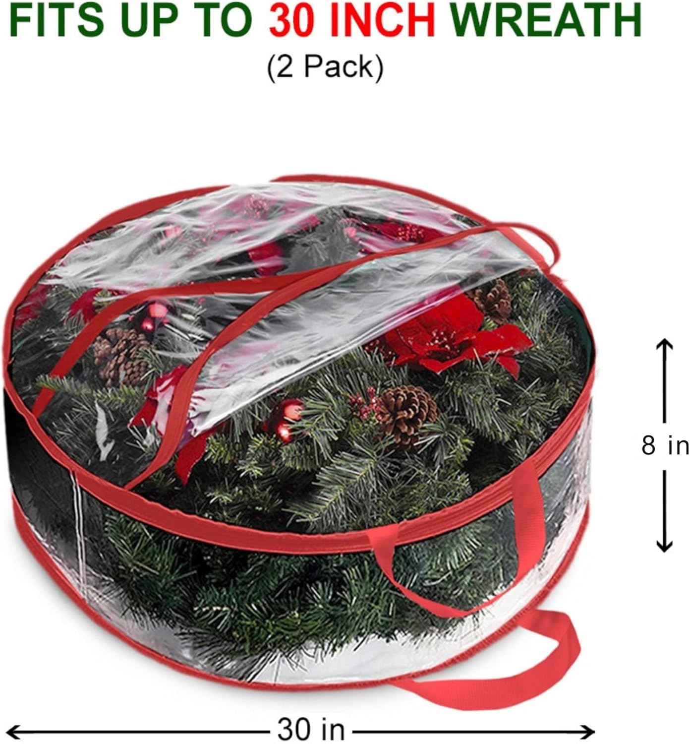 ProPik Christmas Wreath Storage Bag - 30" Waterproof Clear PVC Container | 2 Pack for Holiday Decor