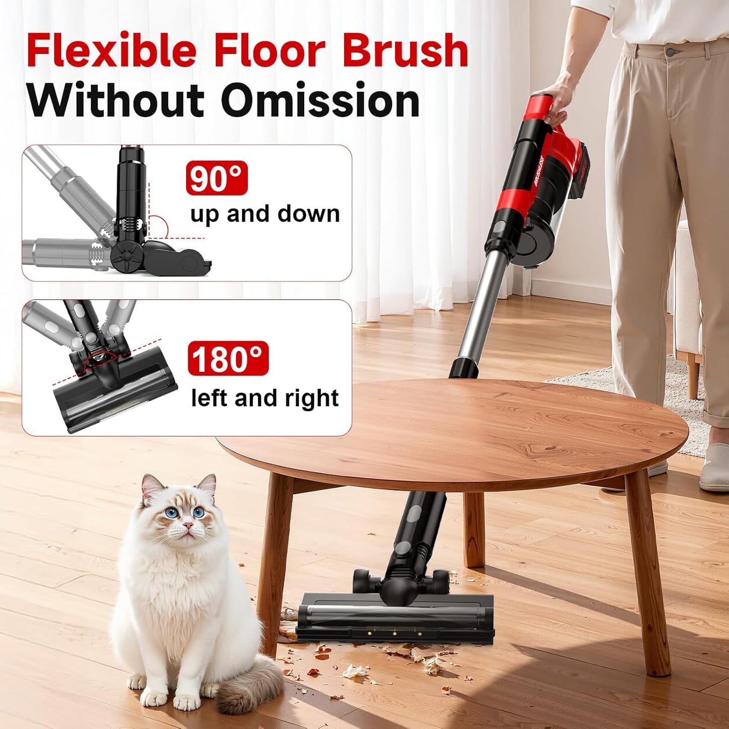 Skiennix 700W Cordless Vacuum Cleaner - 6-in-1 Lightweight Design | 3 Suction Modes for Pet Hair & Hardwood Floors