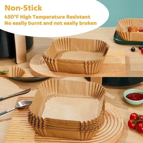 Ailun Air Fryer Paper Liners - 100PCS Non-Stick, Oil Resistant Parchment Paper | 6.5 Inch for 2-5 QT Air Fryers