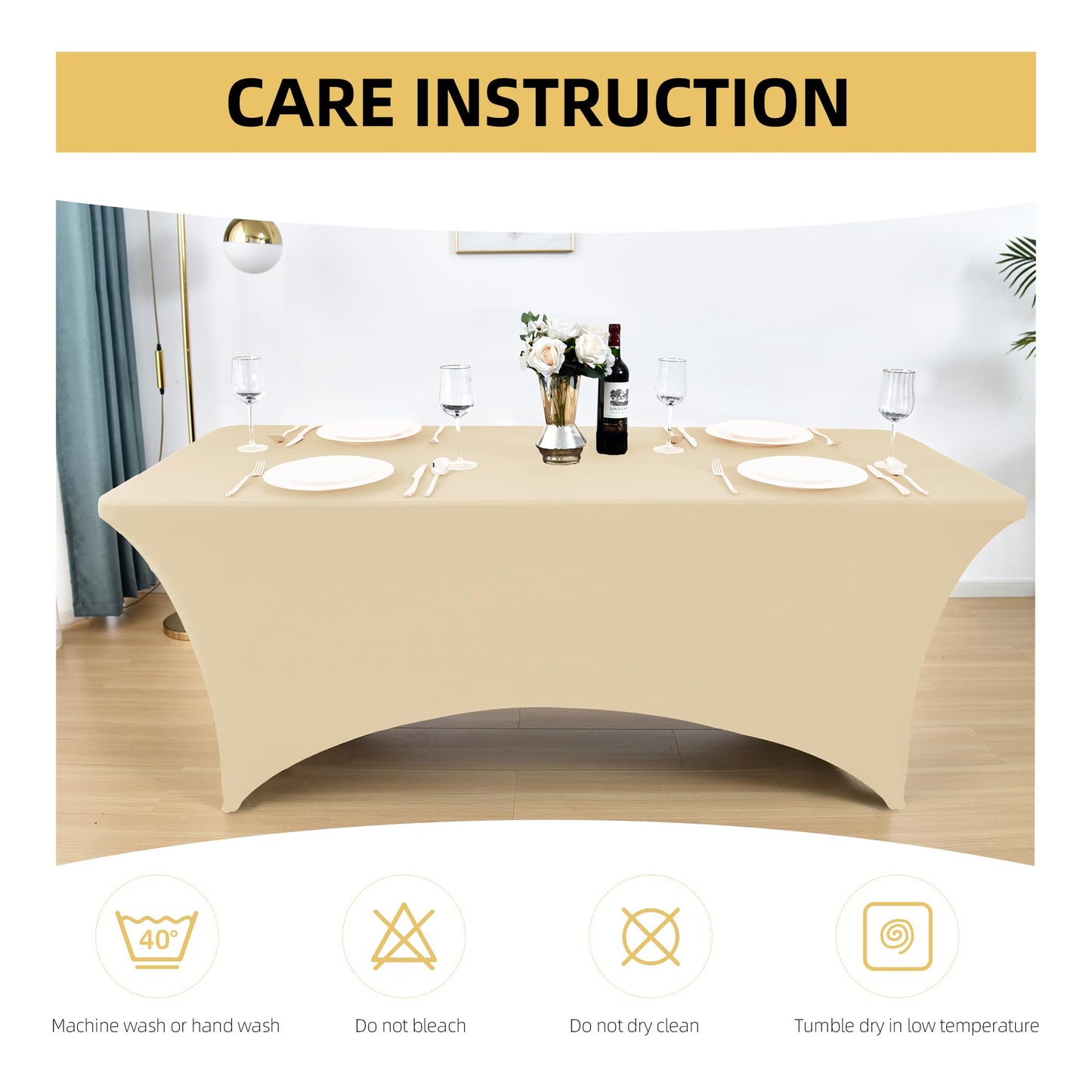 ZarzaaSik 10-Pack 4ft Spandex Table Covers for Rectangular Folding Tables - Wrinkle Resistant Stretch Tight Table Cloths - Fitted Table Protector for Parties, Trade Shows, Banquet, and Wedding