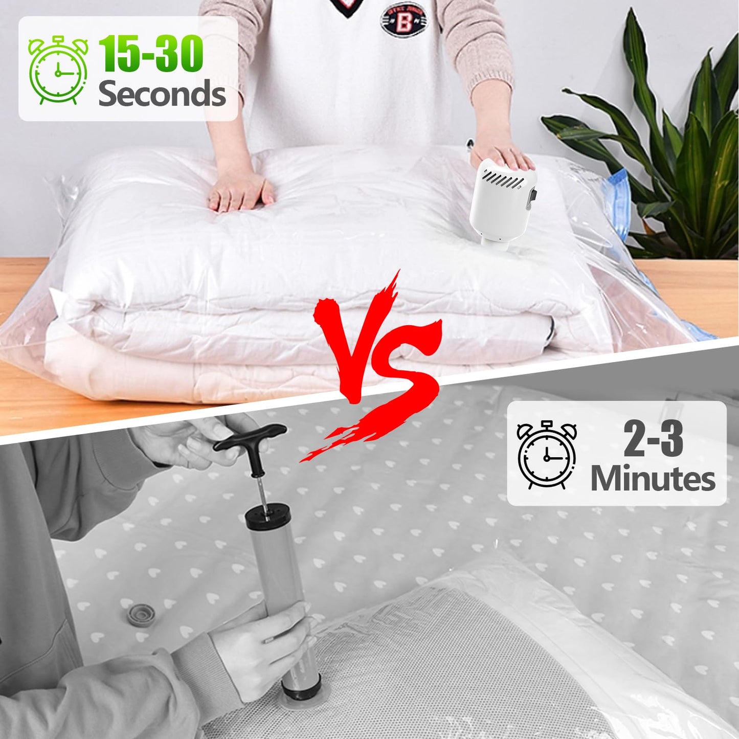 Electric Air Pump for Vacuum Storage Bags 55W Vacuum Seal Pump for Compressing Clothing Portable Vacuum Pump with Various Clothing/Quilts/Blankets