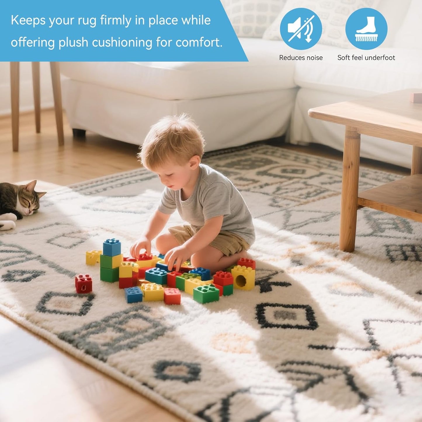 Warmstar 8x10 FT Non-Slip Rug Pad - 100% Waterproof Felt for Hardwood Floors, 1/8” Thick, Secure Grip