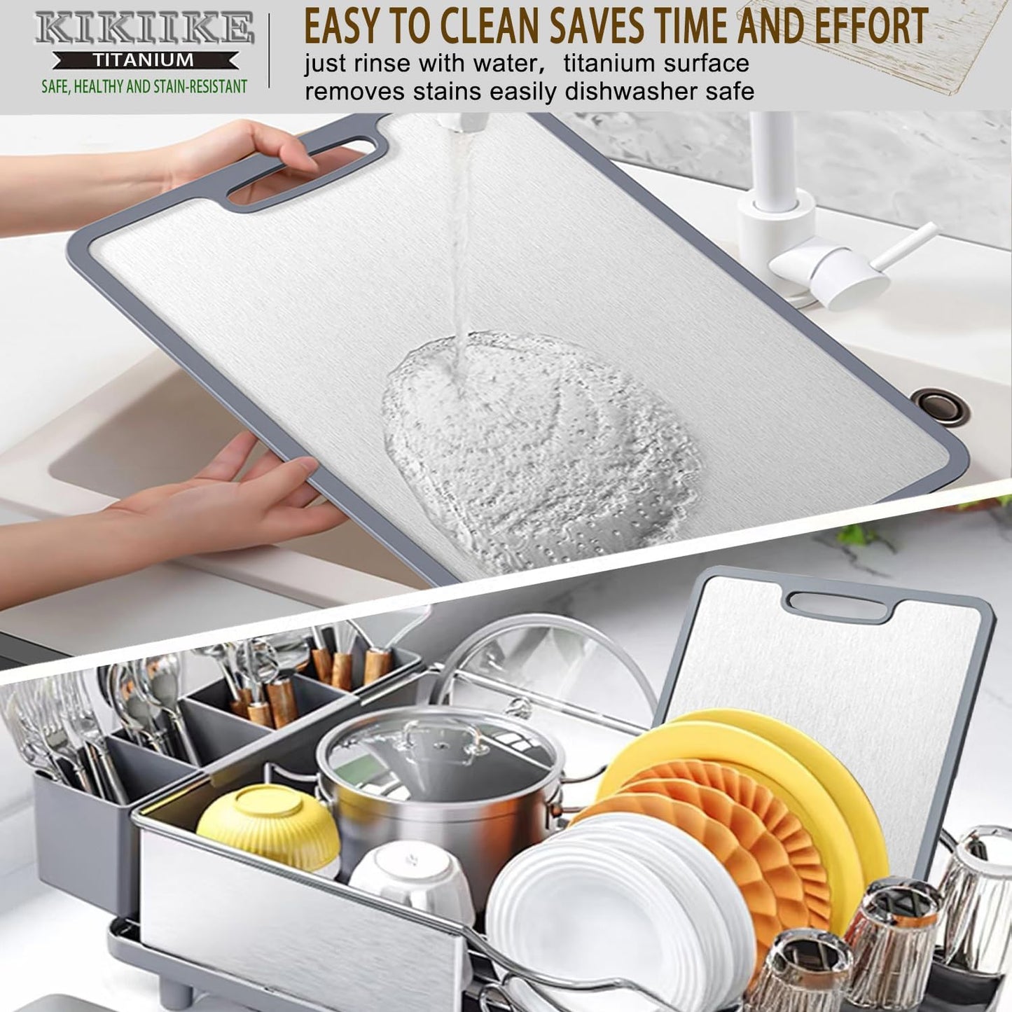 Titanium Cutting Board - Double-Sided Non-Slip Silicone Edging | Durable Food-Grade Chopping Board (Small)