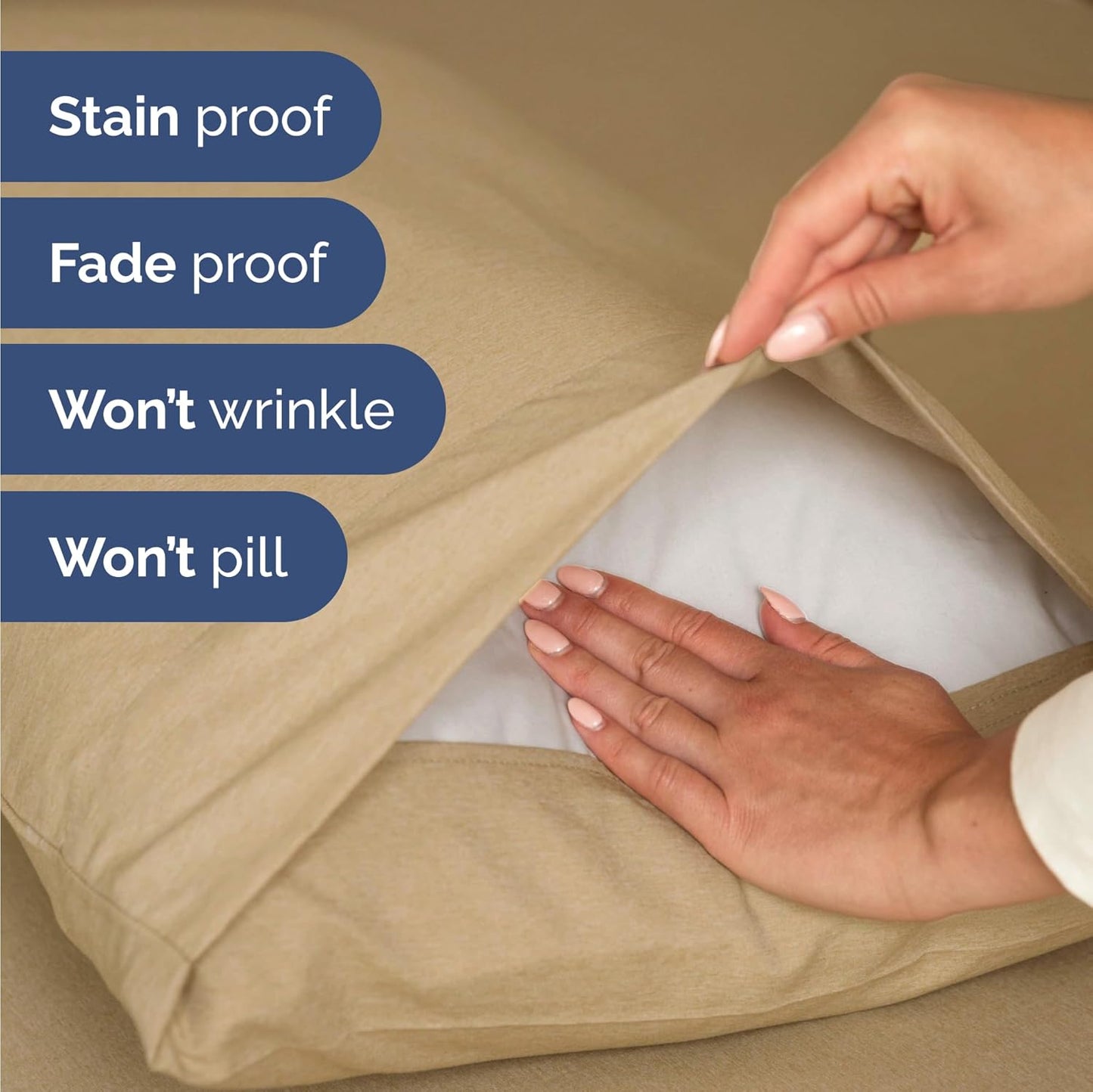 Skiennix Twin Size 3 Piece Sheet Set - Comfy Cooling Bed Sheets | Luxury Soft & Wrinkle-Free Tan
