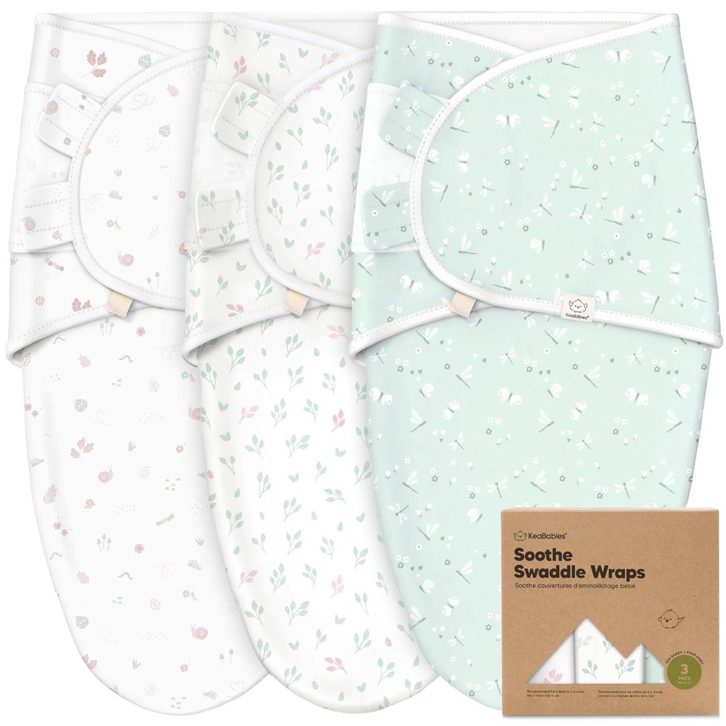 Skiennix Organic Baby Swaddle Sleep Sacks - Soft & Snug for Newborns 0-3 Months | 3-Pack Garden Design