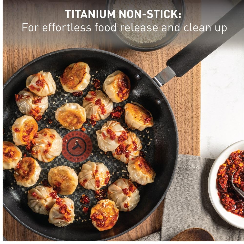 T-Fal Ultimate Hard Anodized Non Stick Jumbo Cooker With Lid & Helper Handle 5 Quart, Oven Broiler Safe 400F, Lid Safe 350F, Cookware, Deep Frying Pan, Skillet, Pots and Pans, Dishwasher Safe, Onyx