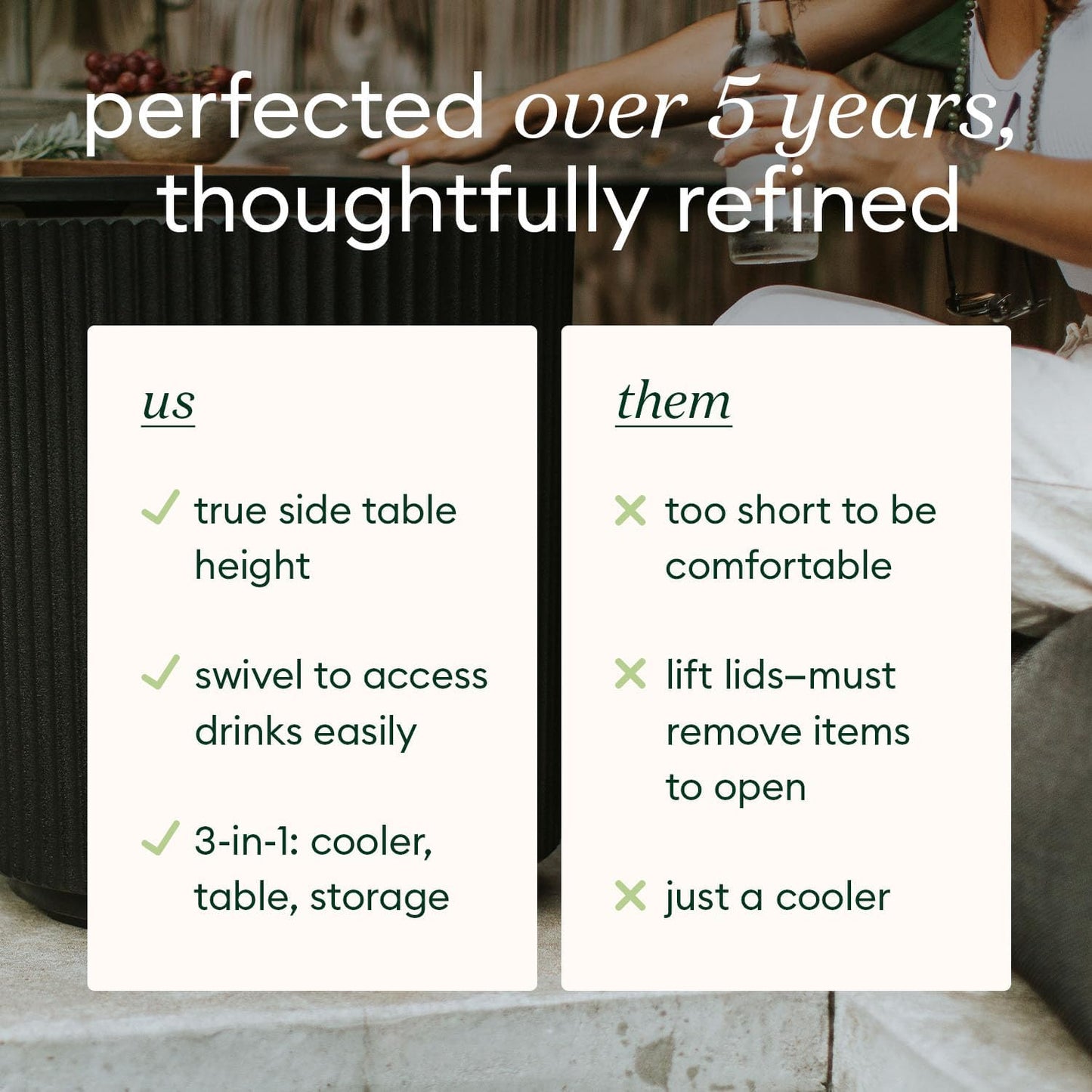 Veradek Outdoor Cooler Side Table - 2-in-1 Design, Stylish Black Finish, 21 Inch