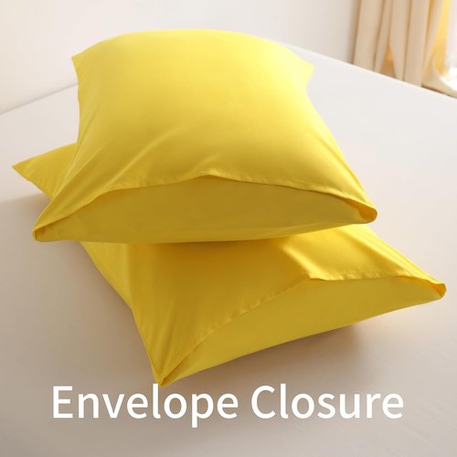 BEDSUM Microfiber Pillowcases Set of 2 - Soft, Wrinkle Resistant, Easy Care | 20x26 Inches, Yellow