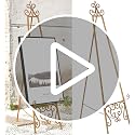 Gold Metal Easel Stand for Sign Display - Heavy Duty Adjustable Sign Holder - Fleur De Lis Top Variation