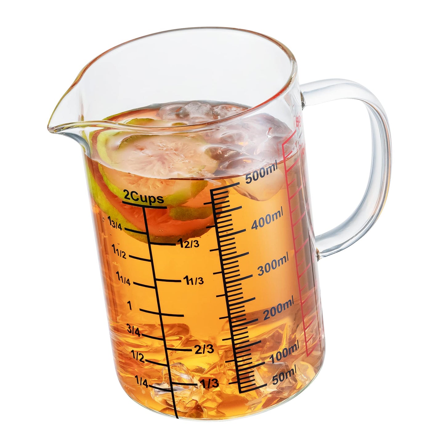 Ackers BORO3.3 Glass Measuring Cup-[Insulated handle | V-Shaped Spout]-Made of High Borosilicate Glass Measuring Cup for Kitchen or Restaurant, Easy to Read, 1000 ML (32 Oz, 4 Cup)
