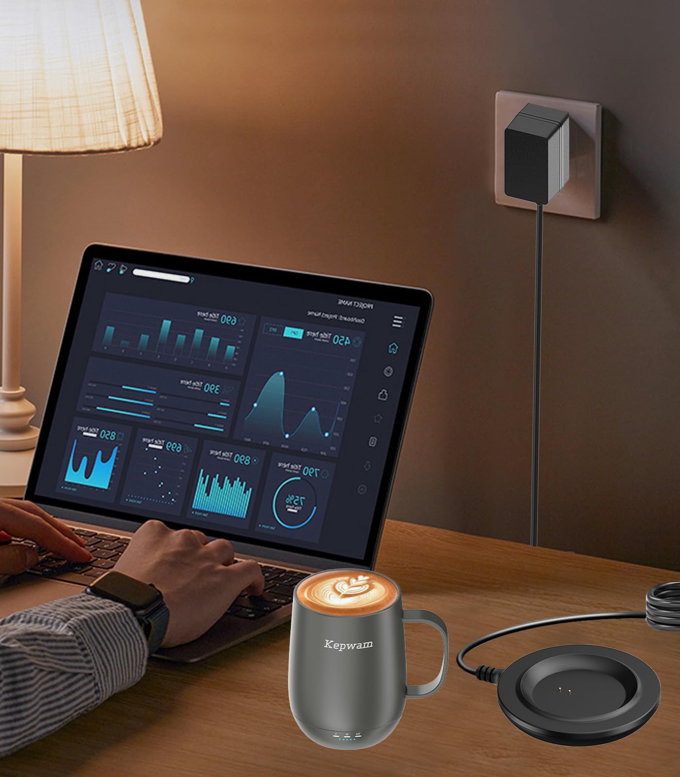 Kepwam Charging Coaster – Compatible with Kepwam T1, T2, and T2 Plus Self-Heating Coffee Mugs Only