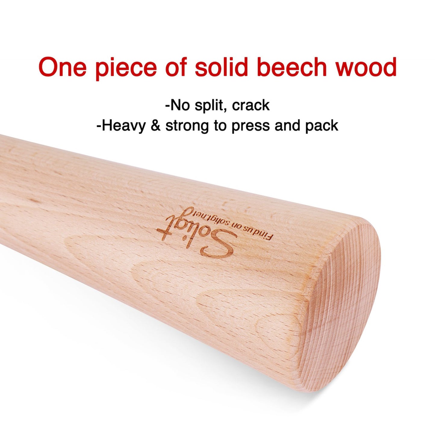 SOLIGT 12" Sauerkraut Pounder for Mason Jars Vegetable Fermentation- One Piece of Solid Wood