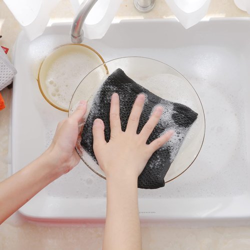 Homaxy 100% Cotton Waffle Weave Kitchen Dish Cloths, Ultra Soft Absorbent Quick Drying Dish Towels, 12 x 12 Inches, 24-Pack, Black