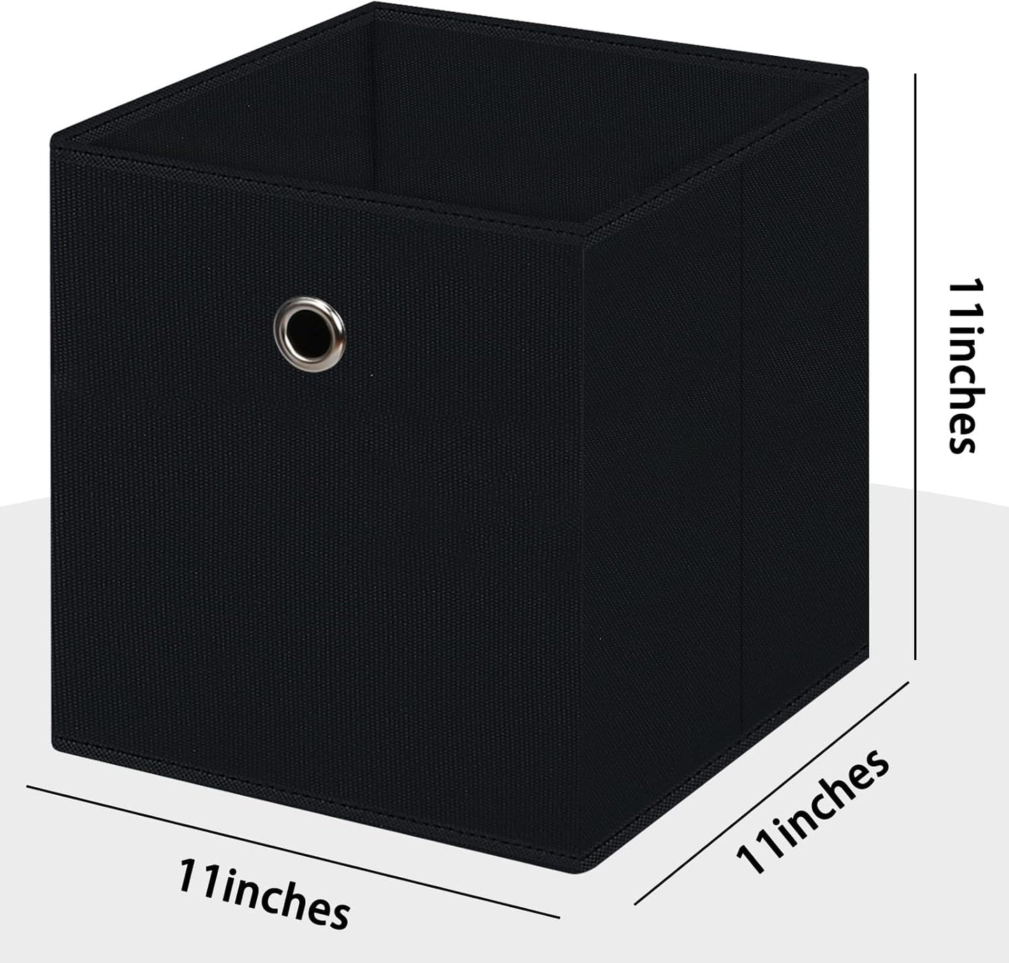 Skiennix Foldable Storage Cubes - 11 Inch Fabric Bins with Handles | Set of 3 Black Organizers