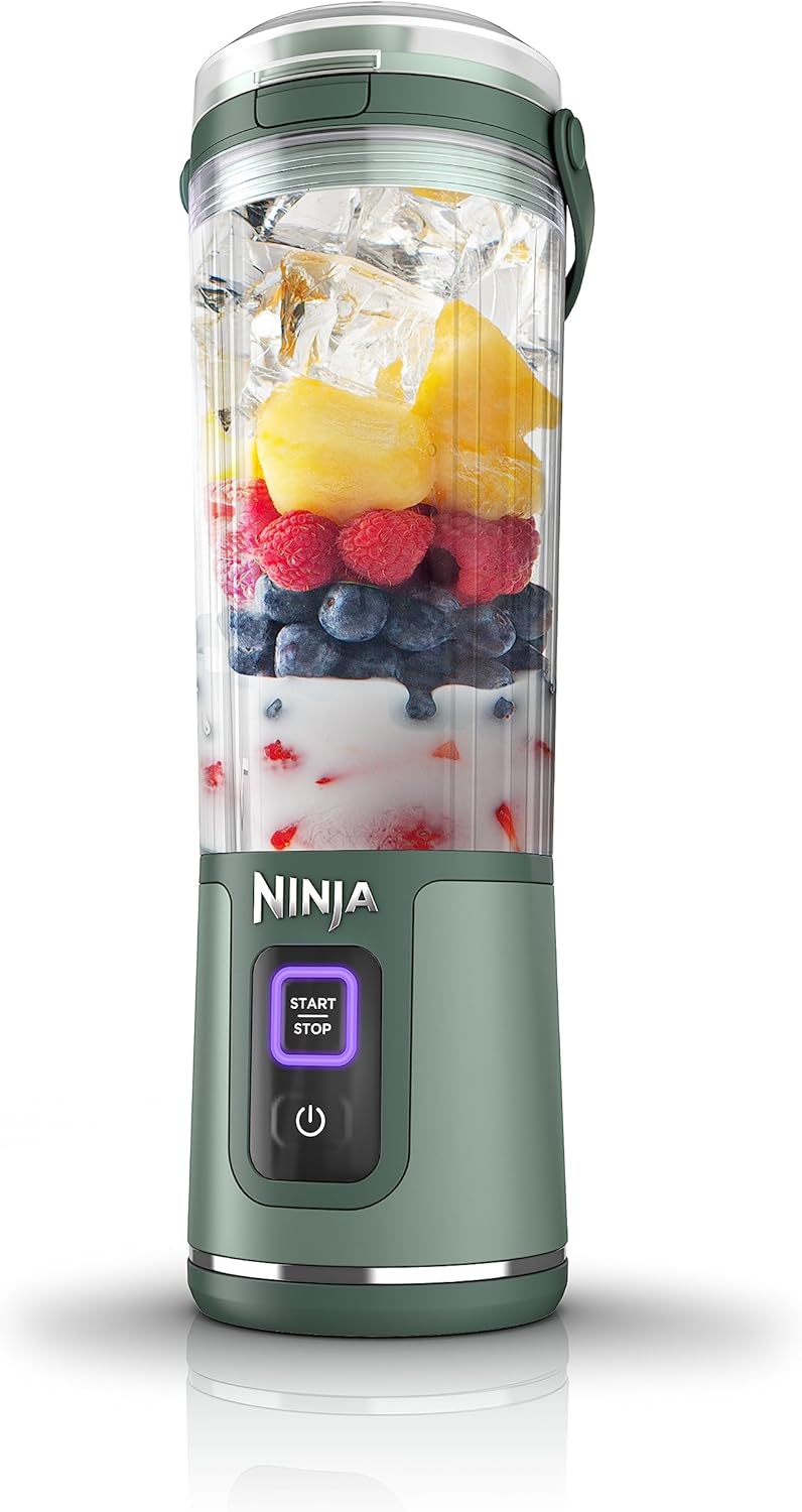 Ninja BC151EM Blast Portable Blender - Cordless 18oz Personal Blender for Shakes & Smoothies | BPA-Free, Leakproof Lid, USB-C Rechargeable, Dishwasher Safe - Forest Green