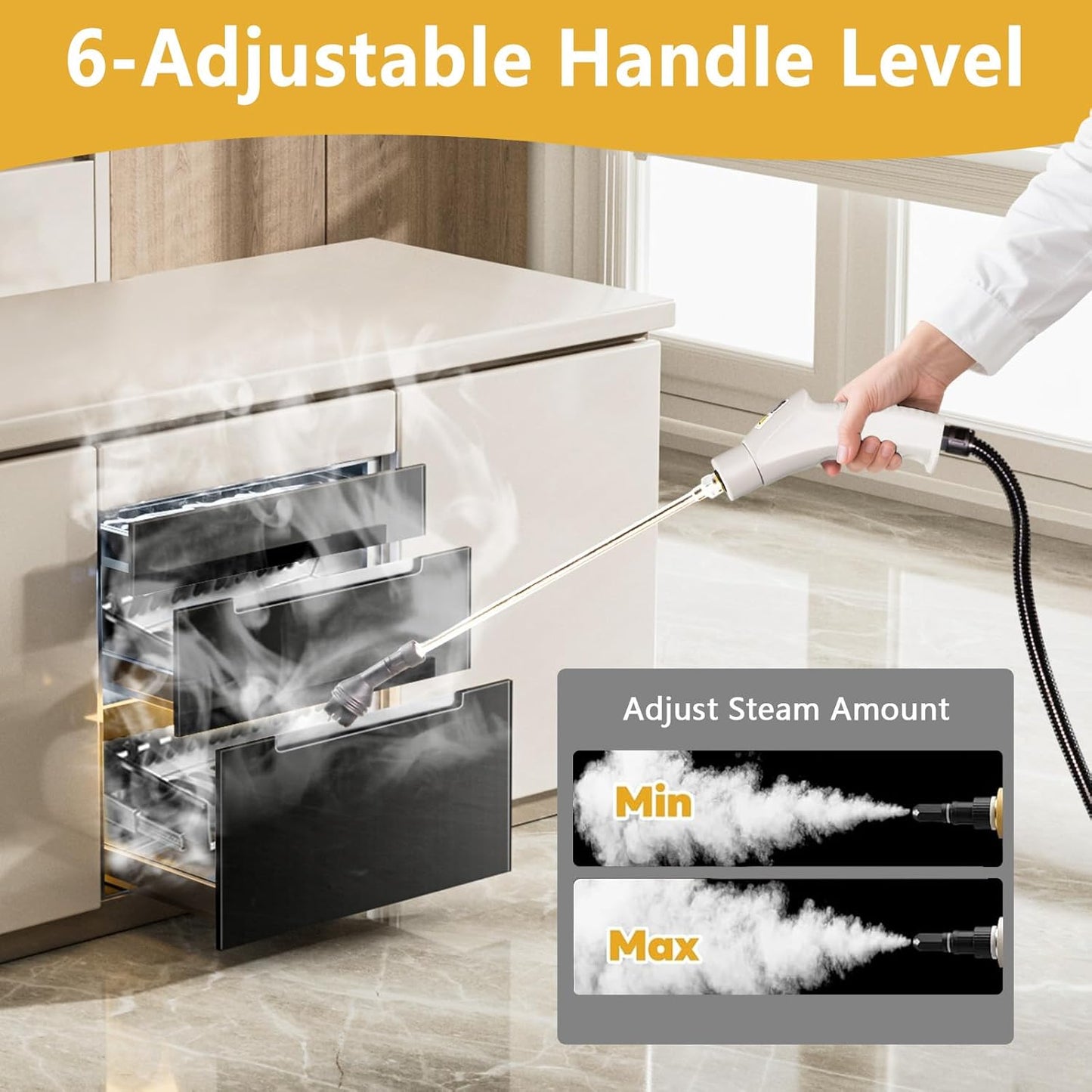 Skiennix Handheld Steam Cleaner - 1000ml Water Tank, 15S Heat-Up Time | Multipurpose Home Steamer