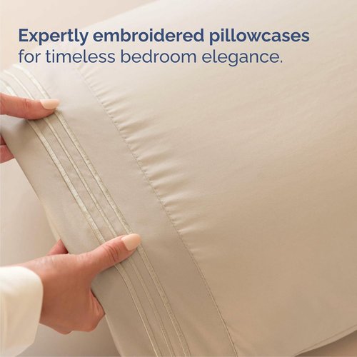 Cal King Size 4 Piece Sheet Set | Skiennix Comfy Cooling Bed Sheets - Ultra-Soft, Wrinkle-Free, Deep Pockets - Luxury Bedding in Cream