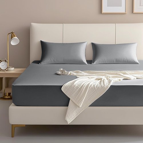 FreshCulture Queen Fitted Sheet - Premium Hotel-Quality Ultra Soft Microfiber - Elegant Dark Grey