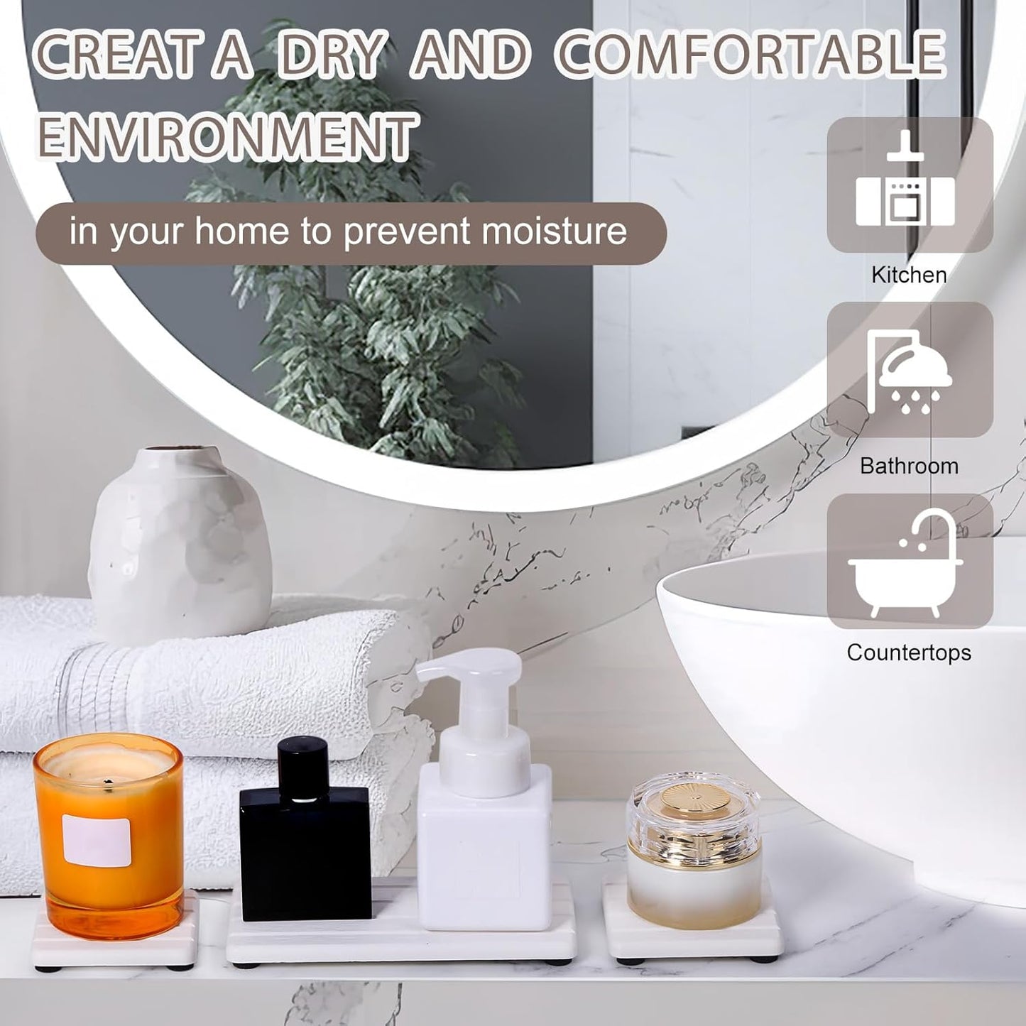 Skiennix Stone Drying Tray - Fast Drying Diatomite Soap Coaster for Bathroom & Kitchen | 4PCS Set