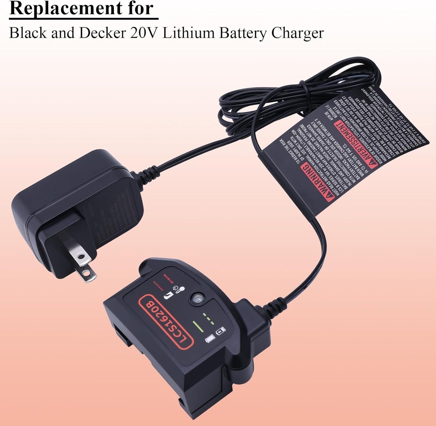 Lasica 20V Lithium Battery Charger - Compatible with Black & Decker LBXR20 Series | Efficient Charging Solution