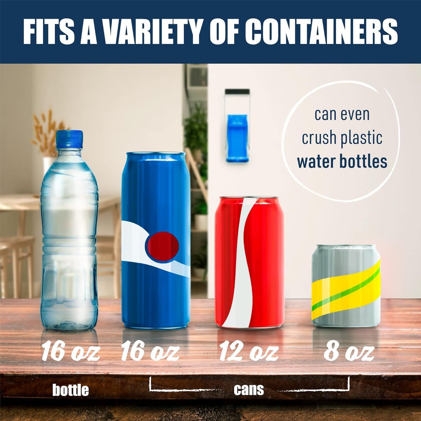 Mckay 16 Oz. and 12 Oz. Metal Can Crusher Auto Recycling, Heavy-Duty Can Crusher Wall Mounted, Can Smasher for Aluminum Seltzer, Soda, Beer Cans and Bottles for Recycling (Auto Type)