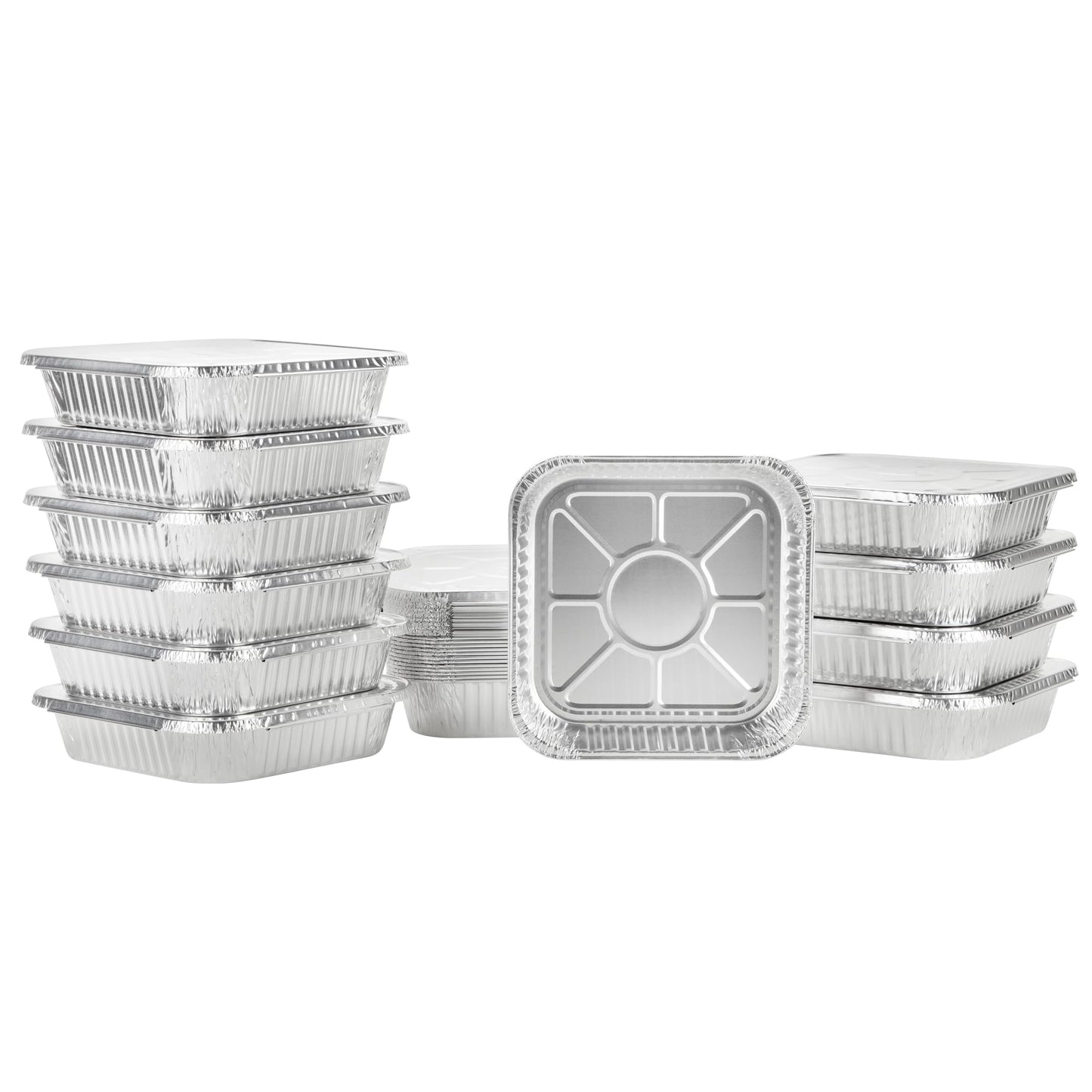 Nicole Home Collection 8x8 Aluminum Pans (500 Pack) 8 Inch Foil Pans - Cake Pans - Aluminum Square Pans - Disposable Food container - great For Cake Baking, Cooking, Heating, Freezing, Prepping Food