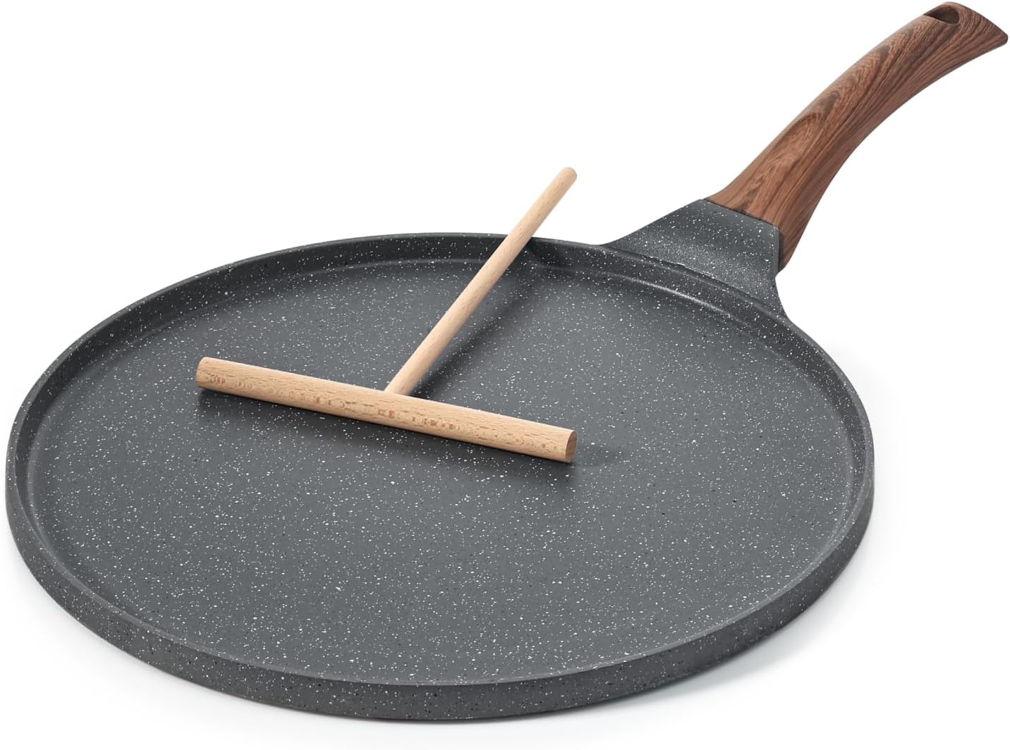 SENSARTE Nonstick Crepe Pan - 10-Inch Swiss Granite Coating Tawa Griddle with Stay-Cool Handle | Induction Compatible