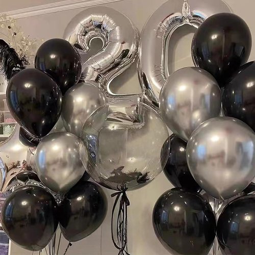 Black & Silver Balloons by [Brand Name] - 67pcs 12-Inch Metallic Balloons for Parties & Celebrations